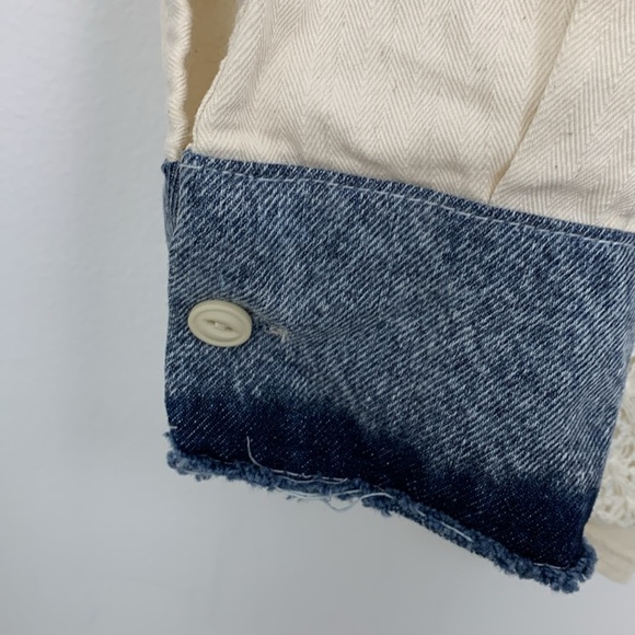 Tiffany & Tomato Knitted Crochet Denim Patch Blouse Shirt - Picture 8 of 10